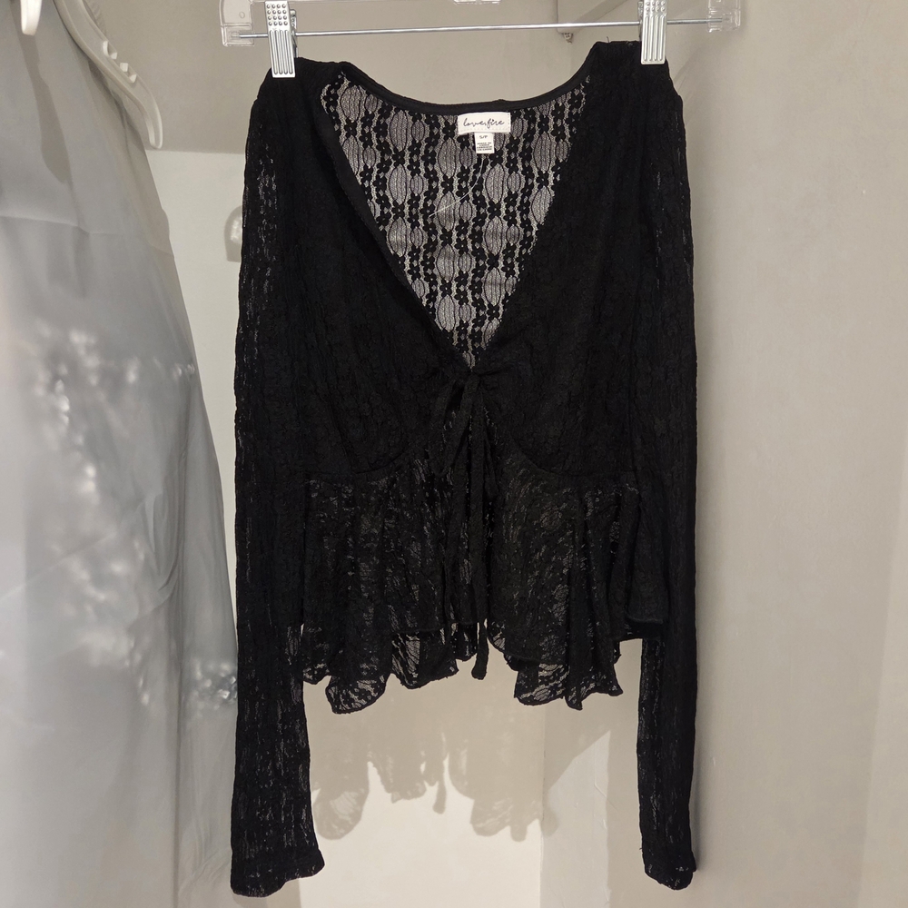 Love, Fire Black Lace Ruffle Top